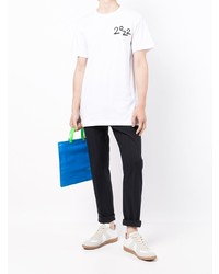 weißes bedrucktes T-Shirt mit einem Rundhalsausschnitt von Comme des Garcons Homme Deux