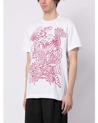 weißes bedrucktes T-Shirt mit einem Rundhalsausschnitt von Comme des Garcons Homme Deux