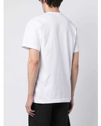 weißes bedrucktes T-Shirt mit einem Rundhalsausschnitt von Comme des Garcons Homme Deux