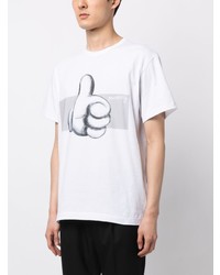 weißes bedrucktes T-Shirt mit einem Rundhalsausschnitt von Comme des Garcons Homme Deux