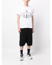 weißes bedrucktes T-Shirt mit einem Rundhalsausschnitt von Comme des Garcons Homme Deux