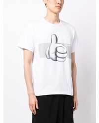 weißes bedrucktes T-Shirt mit einem Rundhalsausschnitt von Comme des Garcons Homme Deux