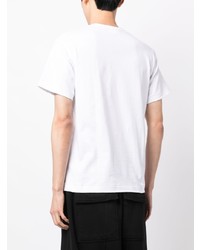 weißes bedrucktes T-Shirt mit einem Rundhalsausschnitt von Comme des Garcons Homme Deux