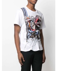 weißes bedrucktes T-Shirt mit einem Rundhalsausschnitt von Comme Des Garcons Homme Plus