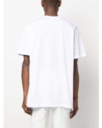 weißes bedrucktes T-Shirt mit einem Rundhalsausschnitt von Comme Des Garcons Homme Plus