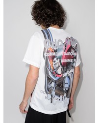 weißes bedrucktes T-Shirt mit einem Rundhalsausschnitt von Comme Des Garcons Homme Plus