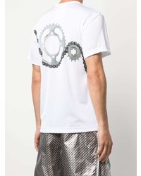 weißes bedrucktes T-Shirt mit einem Rundhalsausschnitt von Comme Des Garcons Homme Plus