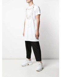 weißes bedrucktes T-Shirt mit einem Rundhalsausschnitt von Comme Des Garcons Homme Plus