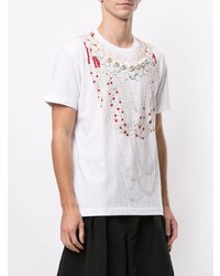 weißes bedrucktes T-Shirt mit einem Rundhalsausschnitt von Comme Des Garcons Homme Plus