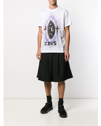 weißes bedrucktes T-Shirt mit einem Rundhalsausschnitt von Comme Des Garcons Homme Plus