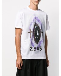 weißes bedrucktes T-Shirt mit einem Rundhalsausschnitt von Comme Des Garcons Homme Plus