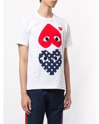 weißes bedrucktes T-Shirt mit einem Rundhalsausschnitt von Comme Des Garcons Play