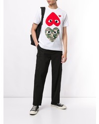 weißes bedrucktes T-Shirt mit einem Rundhalsausschnitt von Comme Des Garcons Play