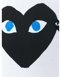 weißes bedrucktes T-Shirt mit einem Rundhalsausschnitt von Comme des Garcons