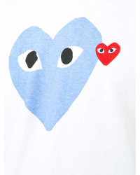 weißes bedrucktes T-Shirt mit einem Rundhalsausschnitt von Comme des Garcons