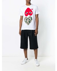 weißes bedrucktes T-Shirt mit einem Rundhalsausschnitt von Comme Des Garcons Play