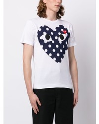 weißes bedrucktes T-Shirt mit einem Rundhalsausschnitt von Comme Des Garcons Play