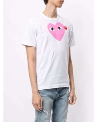 weißes bedrucktes T-Shirt mit einem Rundhalsausschnitt von Comme Des Garcons Play