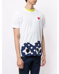 weißes bedrucktes T-Shirt mit einem Rundhalsausschnitt von Comme Des Garcons Play