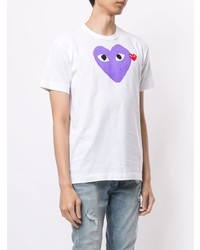 weißes bedrucktes T-Shirt mit einem Rundhalsausschnitt von Comme Des Garcons Play