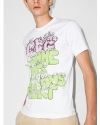 weißes bedrucktes T-Shirt mit einem Rundhalsausschnitt von Comme Des Garcons SHIRT