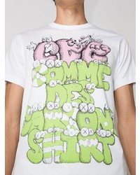 weißes bedrucktes T-Shirt mit einem Rundhalsausschnitt von Comme Des Garcons SHIRT