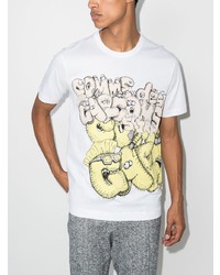 weißes bedrucktes T-Shirt mit einem Rundhalsausschnitt von Comme Des Garcons SHIRT