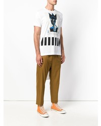 weißes bedrucktes T-Shirt mit einem Rundhalsausschnitt von Comme Des Garcons SHIRT