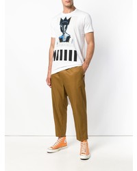 weißes bedrucktes T-Shirt mit einem Rundhalsausschnitt von Comme Des Garcons SHIRT