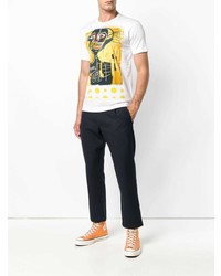 weißes bedrucktes T-Shirt mit einem Rundhalsausschnitt von Comme Des Garcons SHIRT