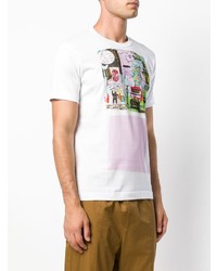 weißes bedrucktes T-Shirt mit einem Rundhalsausschnitt von Comme Des Garcons SHIRT