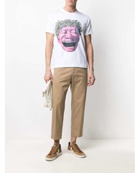 weißes bedrucktes T-Shirt mit einem Rundhalsausschnitt von Comme Des Garcons SHIRT