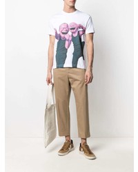 weißes bedrucktes T-Shirt mit einem Rundhalsausschnitt von Comme Des Garcons SHIRT