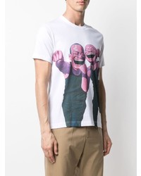 weißes bedrucktes T-Shirt mit einem Rundhalsausschnitt von Comme Des Garcons SHIRT