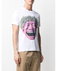 weißes bedrucktes T-Shirt mit einem Rundhalsausschnitt von Comme Des Garcons SHIRT