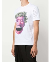 weißes bedrucktes T-Shirt mit einem Rundhalsausschnitt von Comme Des Garcons SHIRT