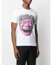 weißes bedrucktes T-Shirt mit einem Rundhalsausschnitt von Comme Des Garcons SHIRT