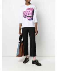 weißes bedrucktes T-Shirt mit einem Rundhalsausschnitt von Comme Des Garcons SHIRT