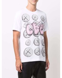 weißes bedrucktes T-Shirt mit einem Rundhalsausschnitt von Comme Des Garcons SHIRT