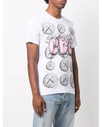 weißes bedrucktes T-Shirt mit einem Rundhalsausschnitt von Comme Des Garcons SHIRT