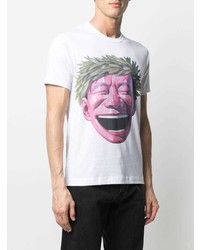 weißes bedrucktes T-Shirt mit einem Rundhalsausschnitt von Comme Des Garcons SHIRT