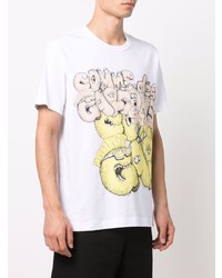 weißes bedrucktes T-Shirt mit einem Rundhalsausschnitt von Comme Des Garcons SHIRT