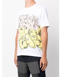 weißes bedrucktes T-Shirt mit einem Rundhalsausschnitt von Comme Des Garcons SHIRT