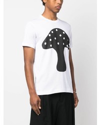 weißes bedrucktes T-Shirt mit einem Rundhalsausschnitt von Comme Des Garcons SHIRT