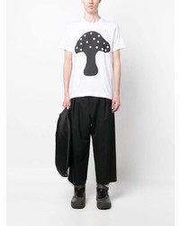 weißes bedrucktes T-Shirt mit einem Rundhalsausschnitt von Comme Des Garcons SHIRT