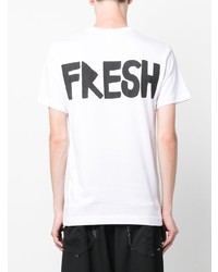 weißes bedrucktes T-Shirt mit einem Rundhalsausschnitt von Comme Des Garcons SHIRT