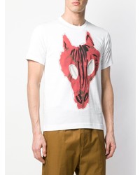 weißes bedrucktes T-Shirt mit einem Rundhalsausschnitt von Comme Des Garcons SHIRT