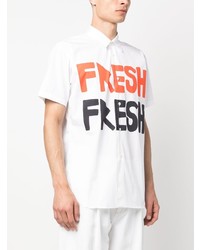 weißes bedrucktes T-Shirt mit einem Rundhalsausschnitt von Comme Des Garcons SHIRT