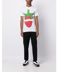 weißes bedrucktes T-Shirt mit einem Rundhalsausschnitt von Comme Des Garcons SHIRT