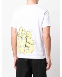 weißes bedrucktes T-Shirt mit einem Rundhalsausschnitt von Comme Des Garcons SHIRT